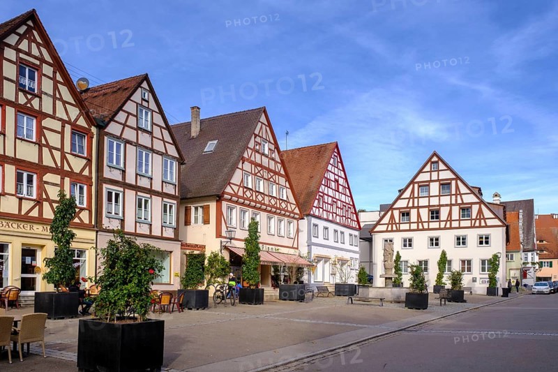 Half-timbered houses, Old Town, Oettingen, Noerdlinger Ries, Swabia, Bavaria, Germany, Europe