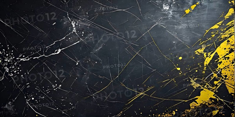 Marble textured yellow and dark grey chalkboard as illustration background, AI generated