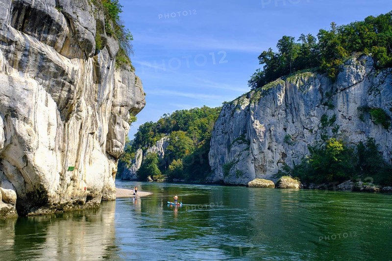 Danube Gorge, Weltenburger Enge, Gorge, Upper Jura, Weltenburg, Kelheim on the Danube, Lower Bavaria. Bavaria, Germany, Europe