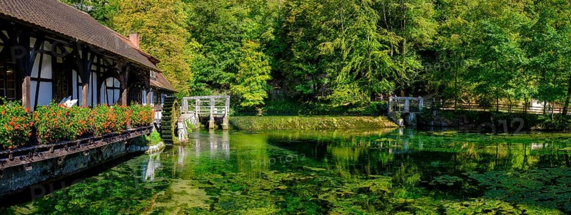 Hammerschmiede, mill, Blautopfhaus, at the Blautopf, Blaubeuren, Swabian Alb, Baden-Wuerttemberg, Germany, Europe