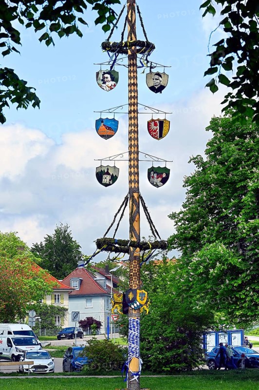 The maypole at Ottobeuren Monastery, Allgaeu, Swabia, Bavaria, Germany, Europe