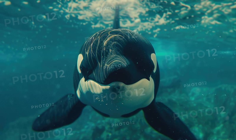 Orca whale swimming in its natural habitat AI generated