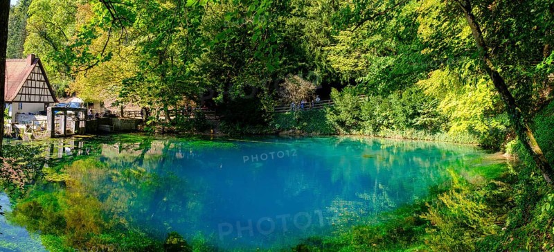 Blue spring, karst pot, Blautopf, Blaubeuren, Swabian Alb, Baden-Wuerttemberg, Germany, Europe