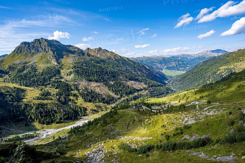 View of the Dorfertal valley, Carnic High Trail, Carnic main ridge, Carnic Alps, Carinthia, Austria, Europe