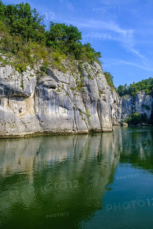 Danube Gorge, Weltenburger Enge, Gorge, Upper Jura, Weltenburg, Kelheim on the Danube, Lower Bavaria. Bavaria, Germany, Europe