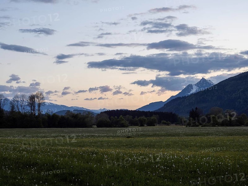 Evening clouds over mountain peak, Kammspitze, near Irdning, Ennstal, Styria, Austria, Europe
