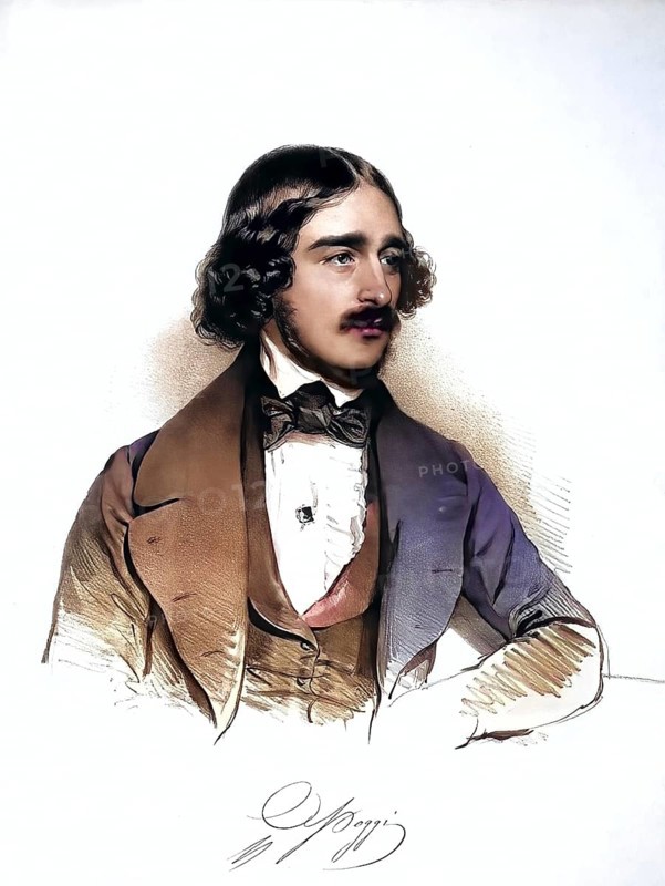 Antonio Poggi (1806-1875), Italian opera singer, Historical, digitally restored reproduction from a 19th century original, Record date not stated