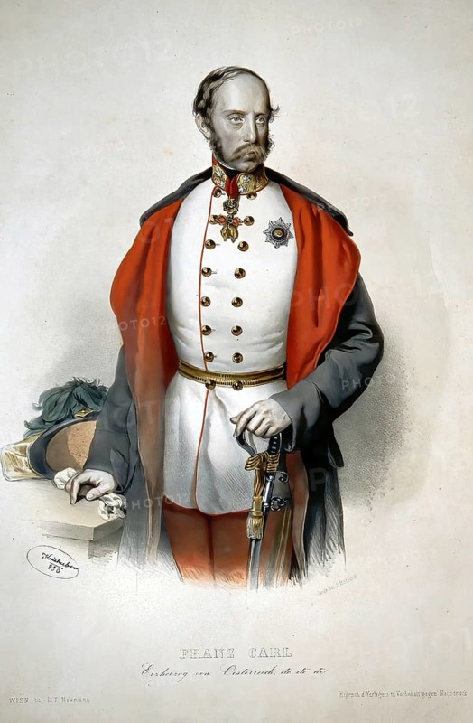Franz Karl of Austria (1802-1878), Archduke of Austria, father of Emperor Franz Joseph I, Historical, digitally restored reproduction from a 19th century original, Record date not stated