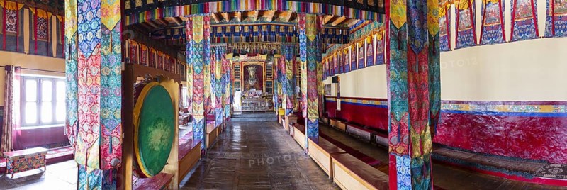 Dukhang, prayer and meeting room, Diskit Monastery, near Hunder, Nubra Valley, Ladakh, Jammu and Kashmir, Indian Himalayas, North India, India, Asia