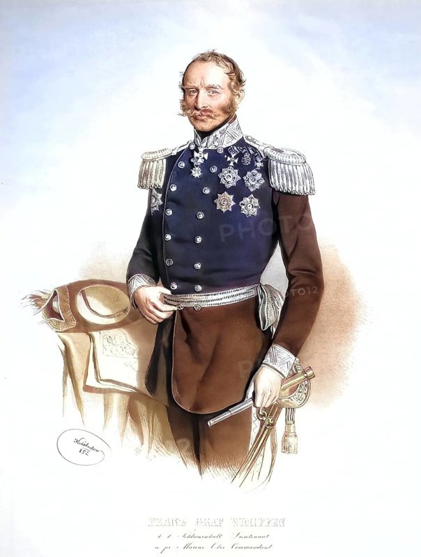 Franz Emil Lorenz Graf Wimpffen (b. 2 April 1797 in Prague, d. 26 November 1870 in Goerz) was an Austrian Feldzeugmeister, Historical, digitally restored reproduction from a 19th century original, Record date not stated