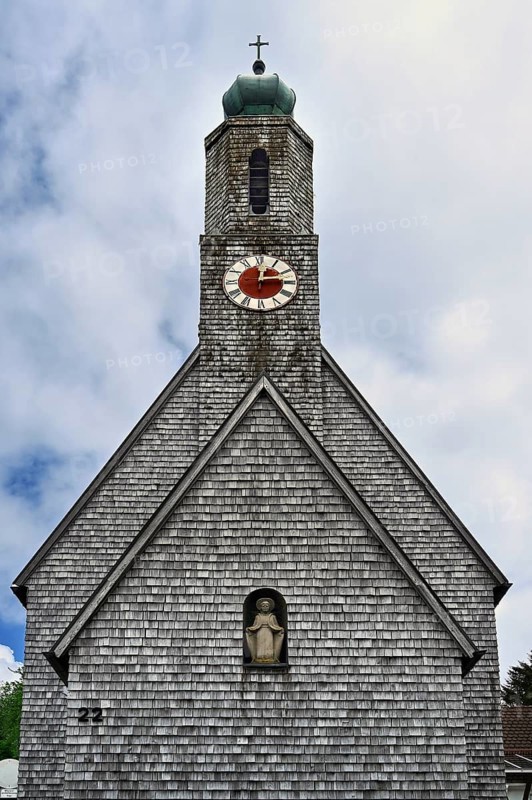 Church with shingle facade, Swabia, Bavaria, Germany, Europe