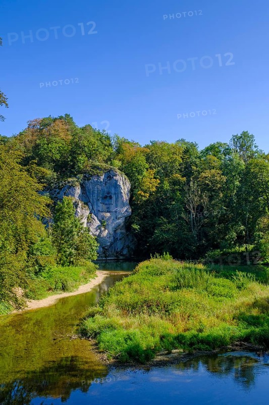 Amalienfelsen on the Danube, Fuerstlicher Park Inzigkofen near Sigmaringen, Upper Danube Valley, Baden-Wuerttemberg, Germany, Europe