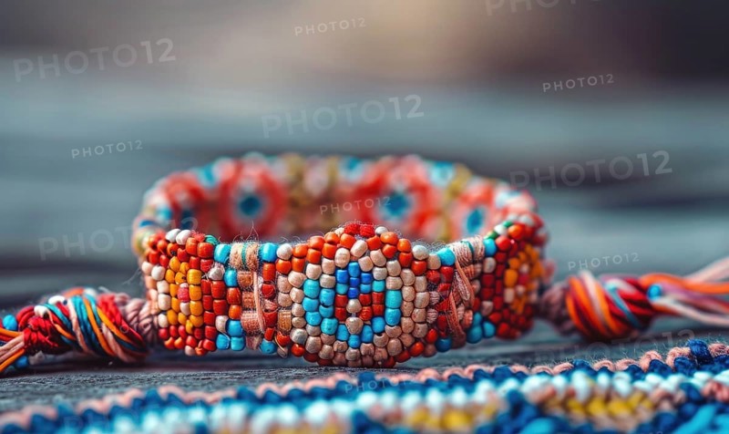 A beaded friendship bracelet with intricate knotting patterns AI generated