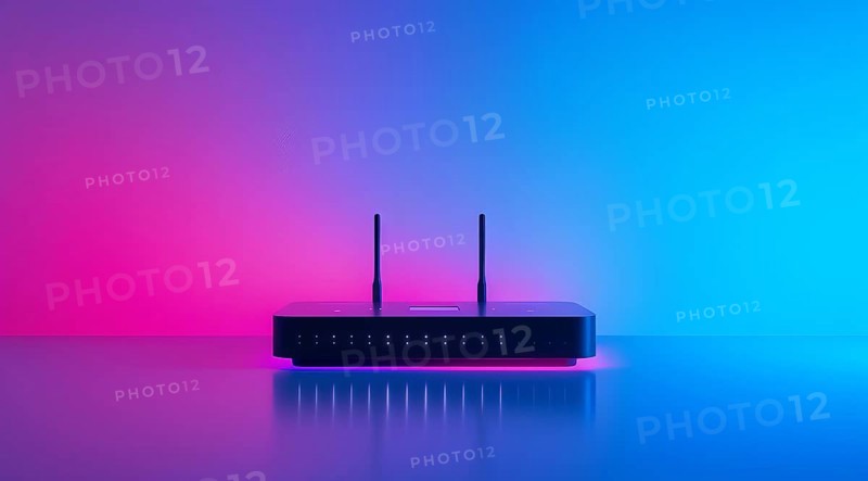 Advanced fast broadband wireless router. Concept of new technology and fast network connectivity, AI generated