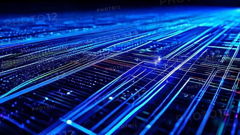 AI generated laser lines intertwining intersecting overlapping each other