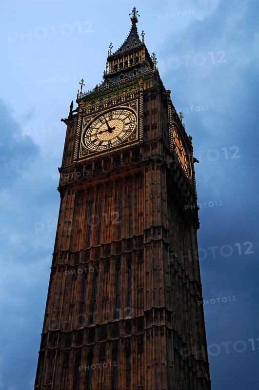Big Ben at dusk, Bridge Street, London, England, Great Britain