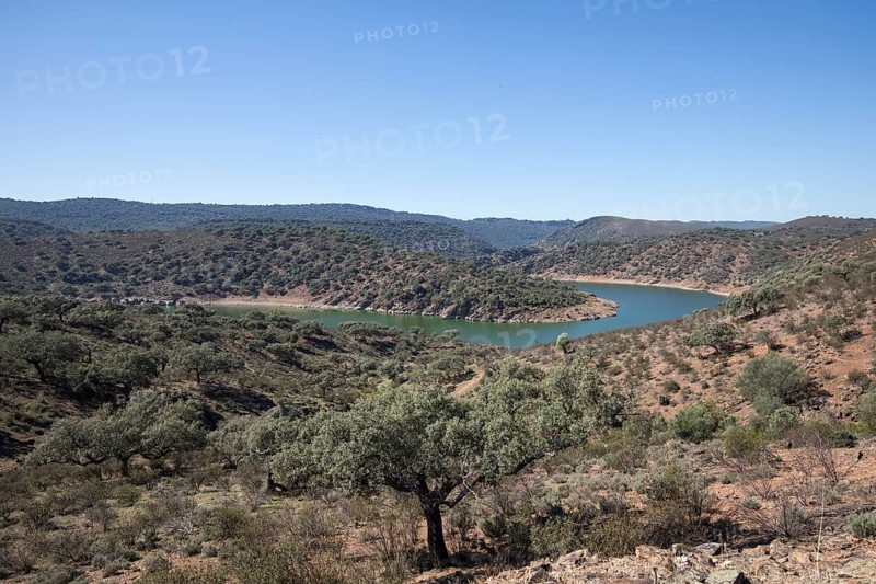 River bend in the Monfraguee National Park, Extremadura, Castilla La Mancha, Spain, Europe