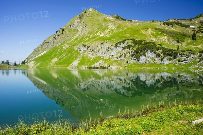 Seealpsee and Seekoepfel, 1919m, Allgaeu Alps, Allgaeu, Bavaria, Germany, Europe