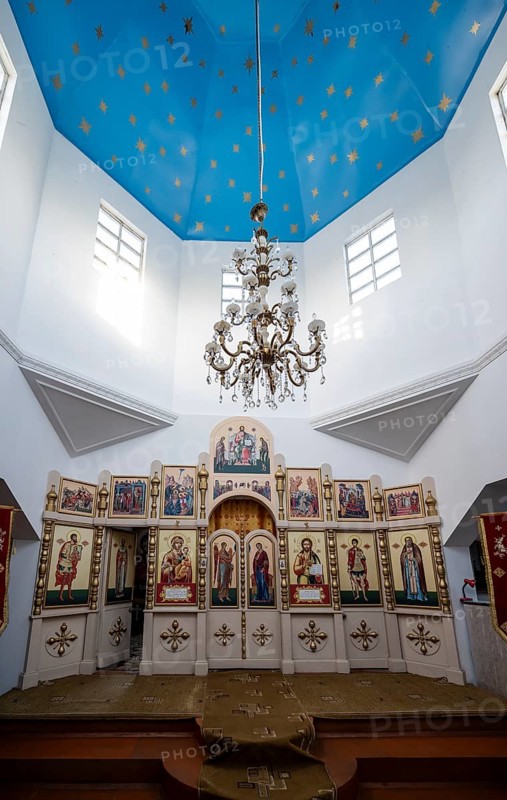 Interior view, Tserkov Russian Orthodox Church, Teploklyuchenka, Kyrgyzstan, Asia