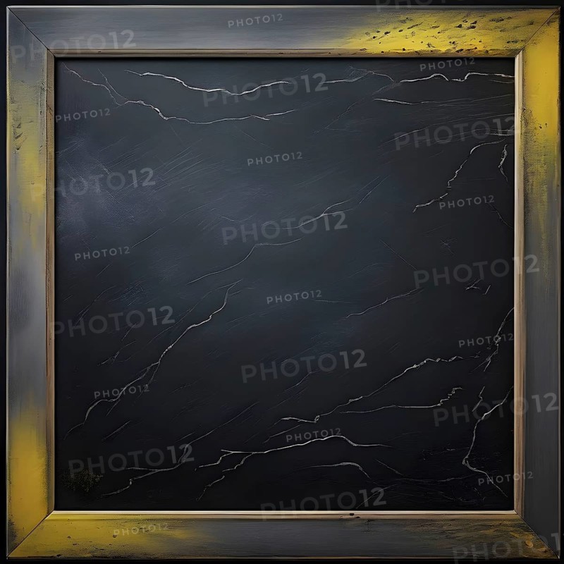 Marble textured yellow and dark grey chalkboard as illustration background, AI generated