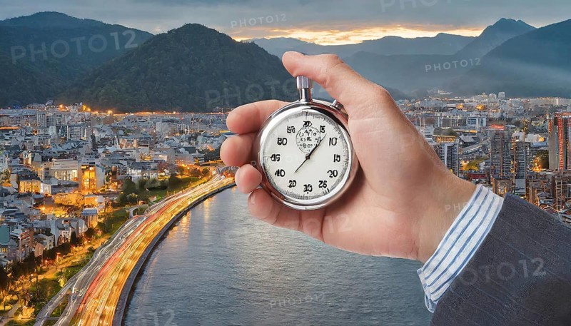 Symbol photo, hand with a stopwatch, AI generated, AI generated