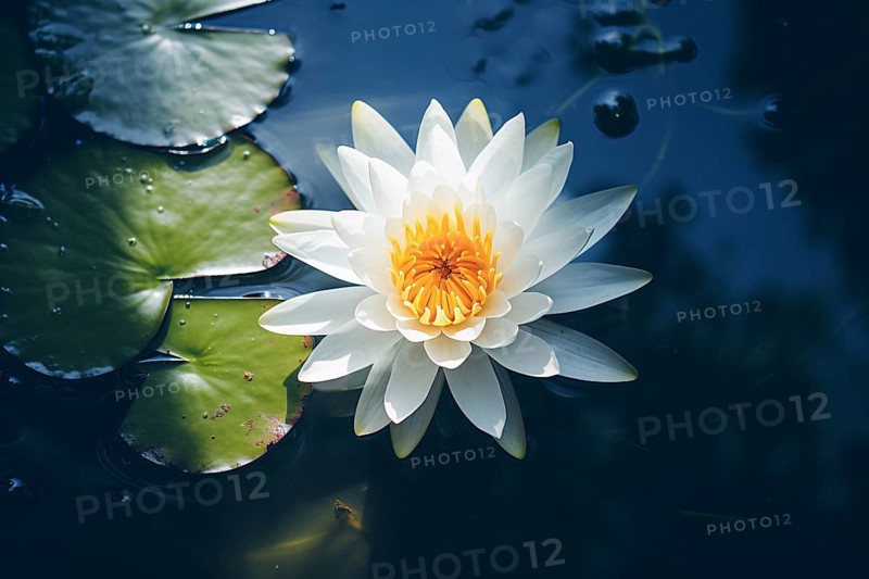 White water lily in pond. KI generiert, generiert, AI generated