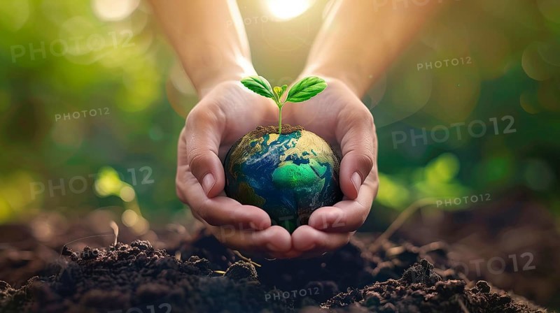 Concept of ecological sustainability, sustainable environment, and corporate social responsibility CSR in nature, AI generated