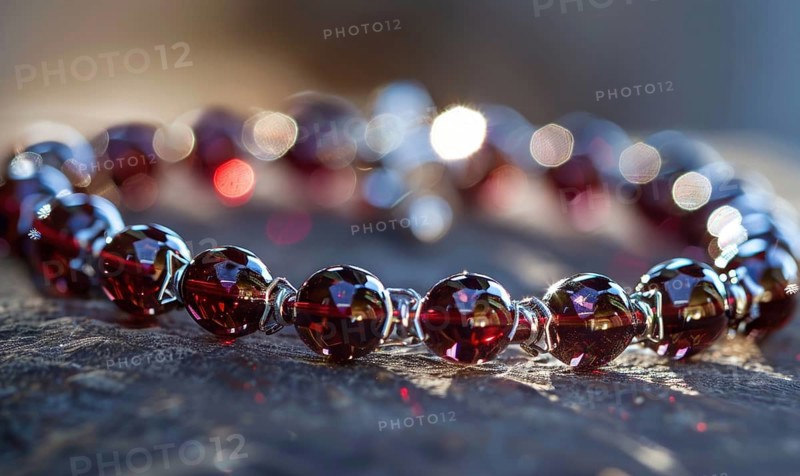A bracelet crafted with rich garnet gemstones AI generated