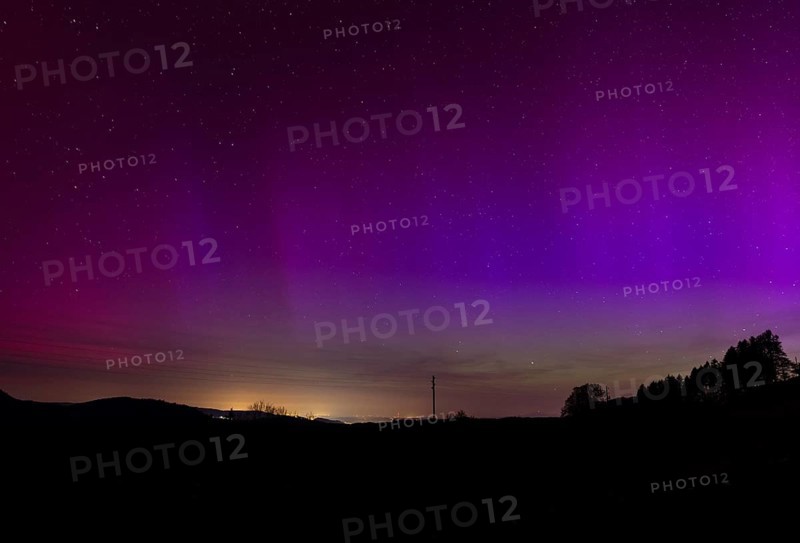 Northern lights, northern lights due to solar storm, Challhoechi, Basel-Land, Switzerland, Europe