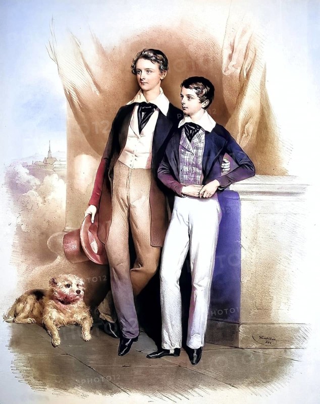 Odo (left) and Arthur Russell, Odo William Leopold Russell, 1st Baron Ampthill GCB, GCMG, PC (born 20 February 1829 in Florence, died 25 August 1884 in Potsdam) was a British nobleman and diplomat, Historical, digitally restored reproduction from a 19th century original, Record date not stated
