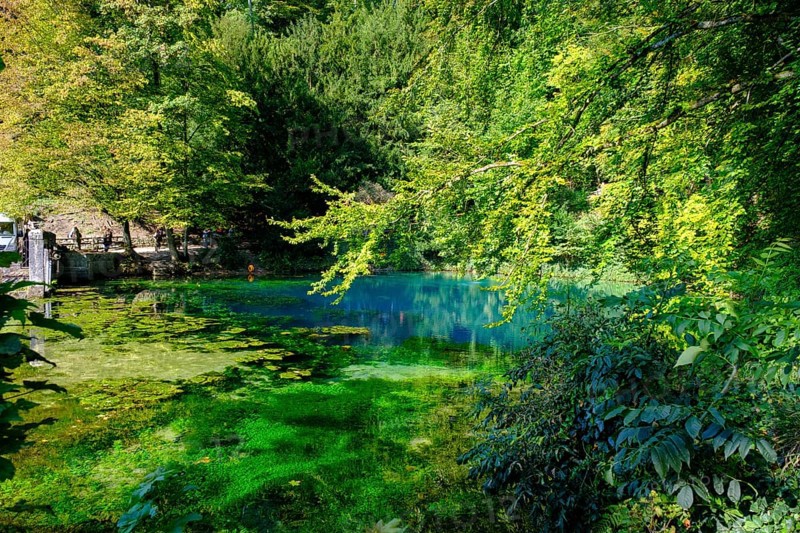 Blue spring, karst pot, Blautopf, Blaubeuren, Swabian Alb, Baden-Wuerttemberg, Germany, Europe