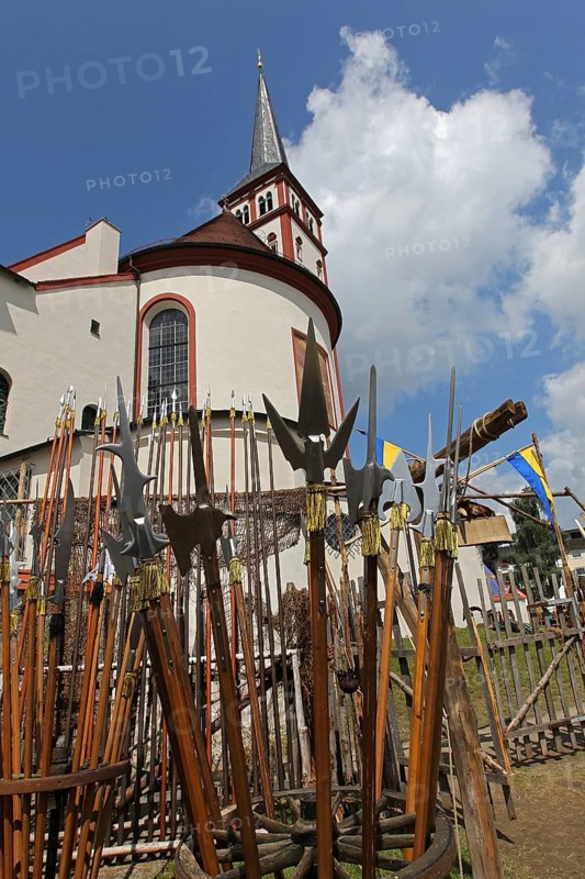 Tradition. Frundsbergfest in Mindelheim in the Unterallgaeu. Historical weapons, Allgaeu, Bavaria, Germany, Europe