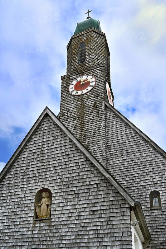 Church with shingle facade, Swabia, Bavaria, Germany, Europe