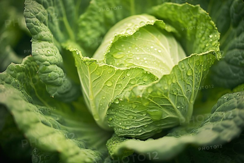Clos eup of green cabbage, AI generated
