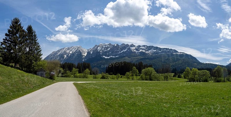 Salzkammergut cycle path, behind the Grimming, panoramic view, near Bad Mitterndorf, Styria, Austria, Europe