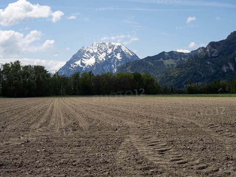 Arable land, behind the Grimming, near Irdning, Ennstal, Styria, Austria, Europe