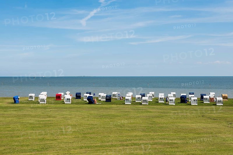 Beach chairs, Hooksiel, Wangerland, East Frisia, Lower Saxony, Germany, Europe