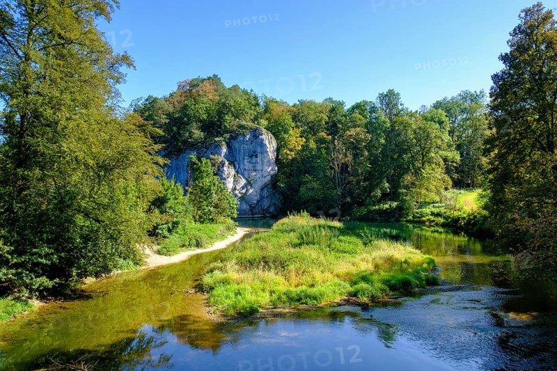 Amalienfelsen on the Danube, Fuerstlicher Park Inzigkofen near Sigmaringen, Upper Danube Valley, Baden-Wuerttemberg, Germany, Europe