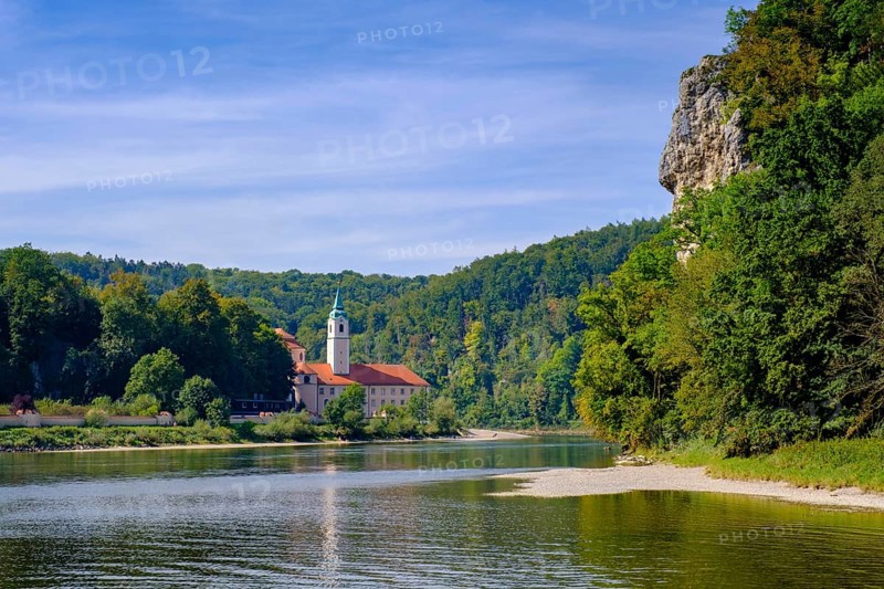 Weltenburg Monastery on the Danube, Danube Gorge, Weltenburger Enge, Gorge, Upper Jura, Weltenburg, Lower Bavaria. Bavaria, Germany, Europe