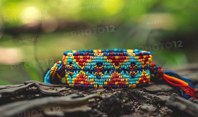 A beaded friendship bracelet with intricate knotting patterns AI generated