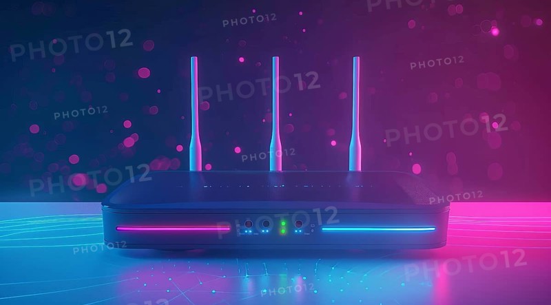 Advanced fast broadband wireless router. Concept of new technology and fast network connectivity, AI generated