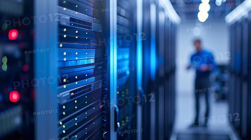 Cloud services concept and server farm supporting SAS cloud applications for enterprise clients, AI generated