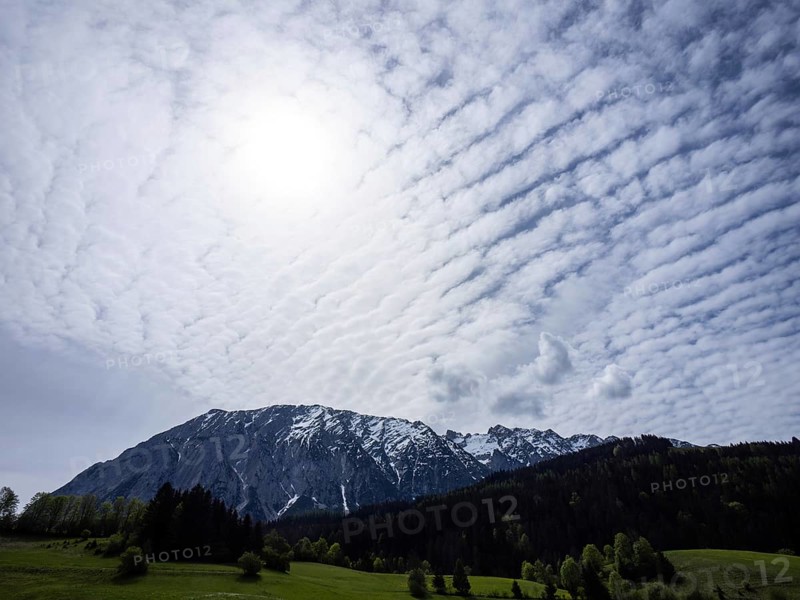 Cloudy mood over the Grimming, near Bad Mitterndorf, Styria, Austria, Europe