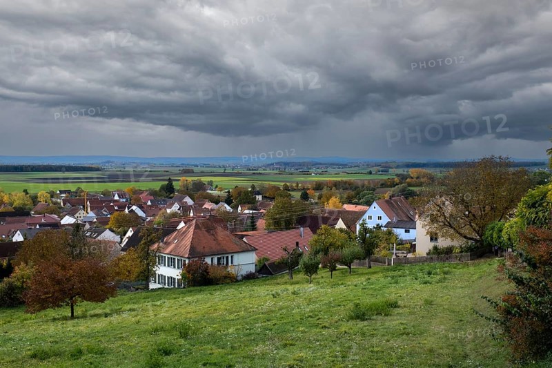 Ehingen am Ries, view from the church hill, Noerdlinger Ries, Swabia, Bavaria, Germany, Europe