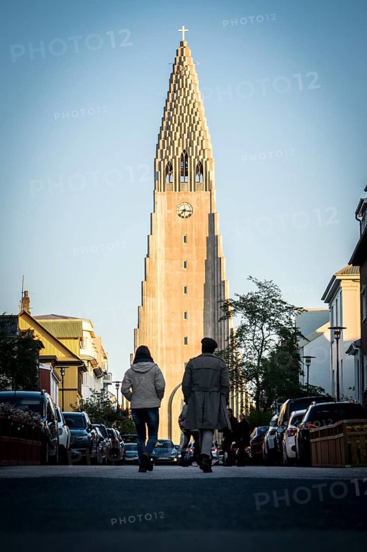 Hallgrimskirkja in Iceland Reykjavik, street view
