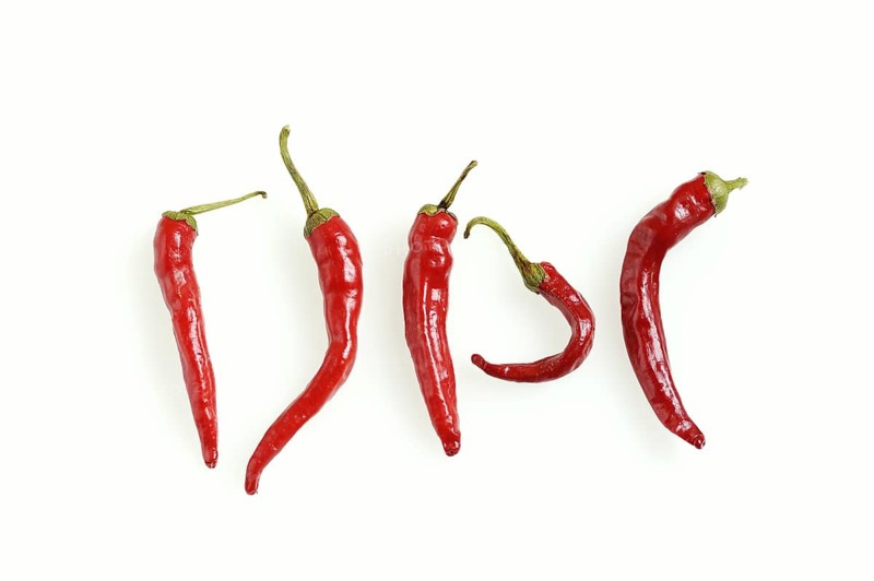 Chilli (Capsicum frutescens) on a white background, chilli pepper, chilli peppers