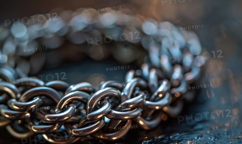 A chainmail bracelet crafted from interlocking metal rings AI generated