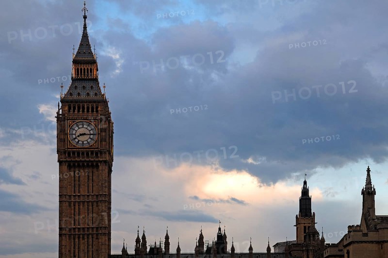 Big Ben at dusk, Bridge Street, SW1, london, England, United Kingdom, Europe