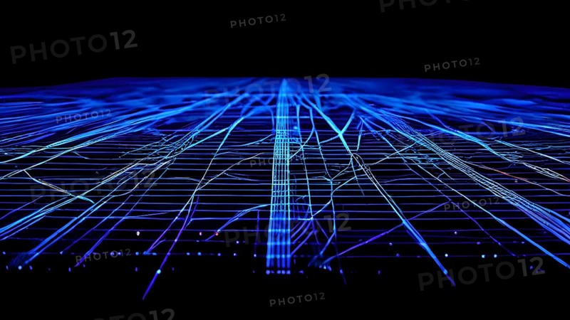 AI generated laser lines intertwining intersecting overlapping each other