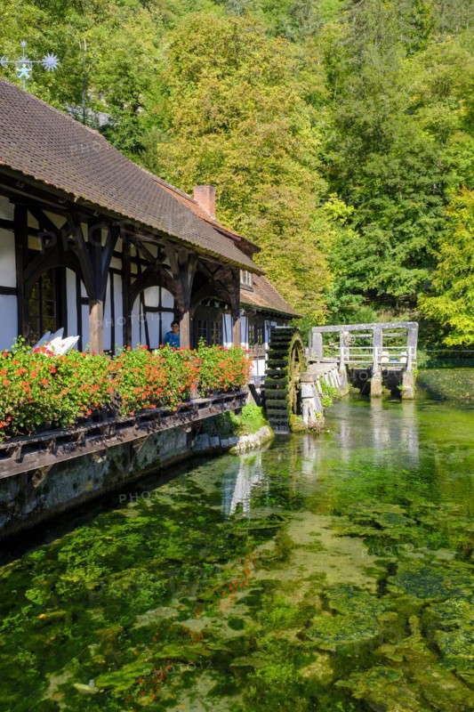 Hammerschmiede, mill, Blautopfhaus, at the Blautopf, Blaubeuren, Swabian Alb, Baden-Wuerttemberg, Germany, Europe